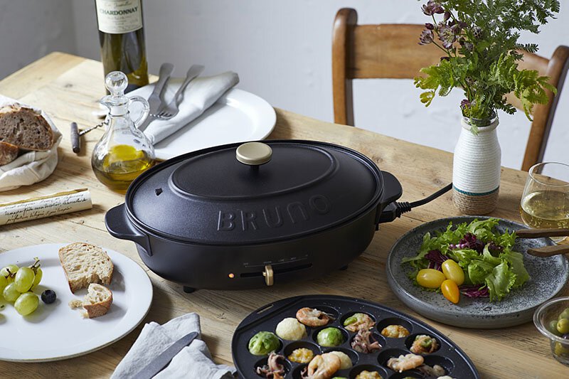 6烤盤套裝！BRUNO 多功能橢圓電熱鍋 Oval Hot Plate - 藍灰色